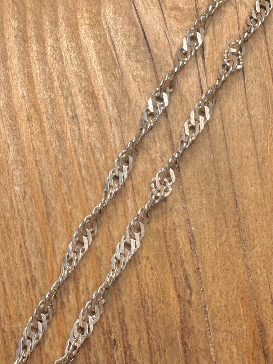 Vintage Singapore Link 925 Sterling Silver 21 inch Necklace
