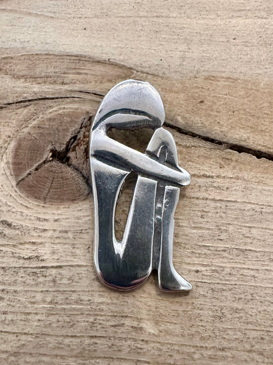 Abstract Sitting Person 925 Silver Pendant