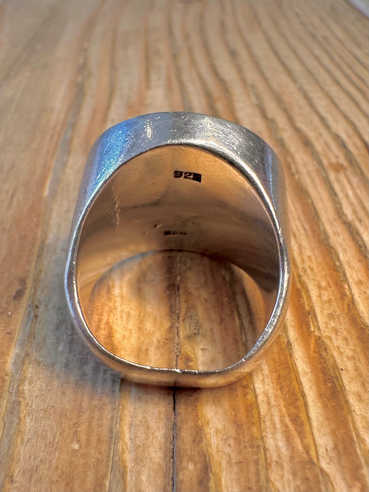 Heavy Mayan Calendar 925 Sterling Silver Size S Ring