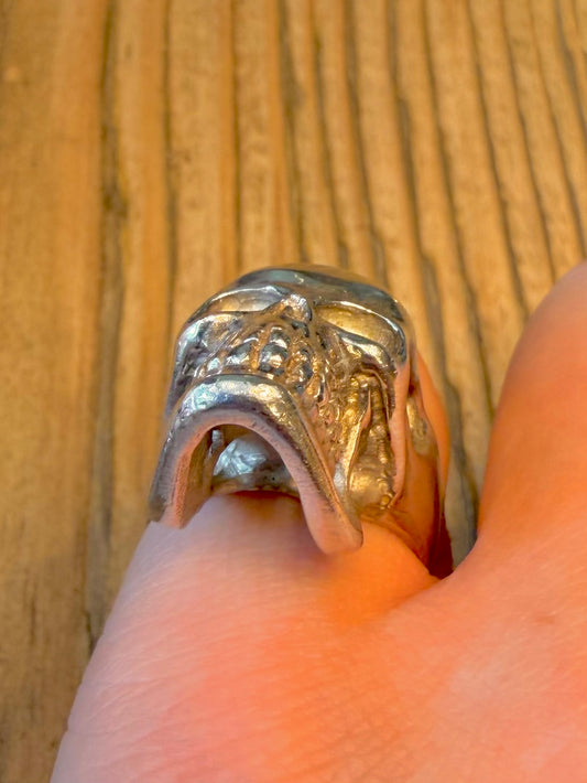 Heavy Skull 925 Sterling Silver Size O Ring