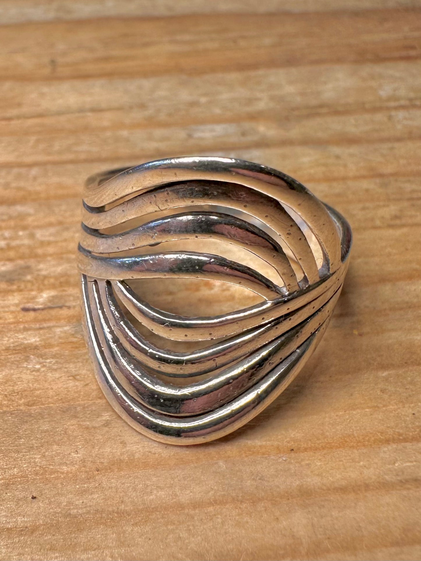 Abstract Wavy 925 Sterling Silver Size S1/2 Ring