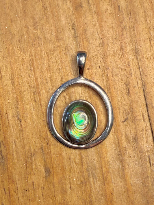 Abalone Circle 925 Sterling Silver Pendant