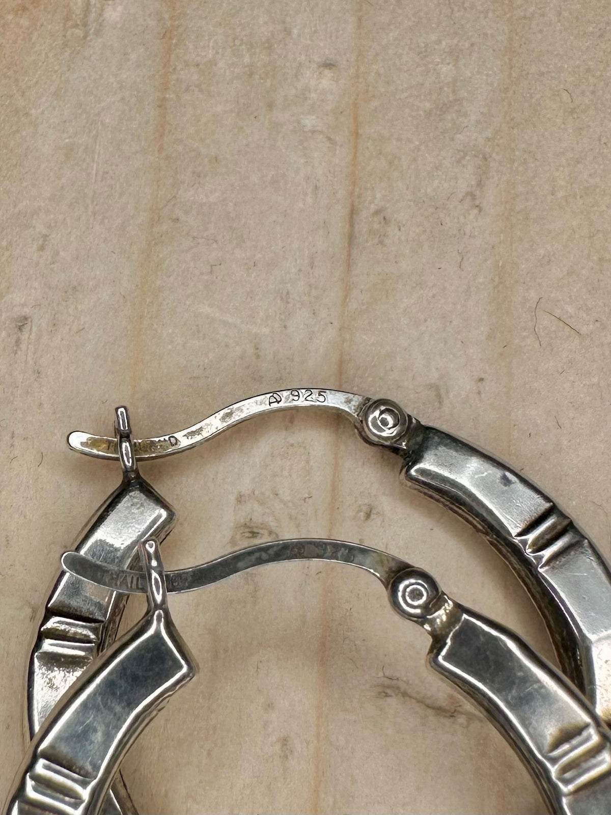Patterned Hoop 925 Sterling Silver Earrings