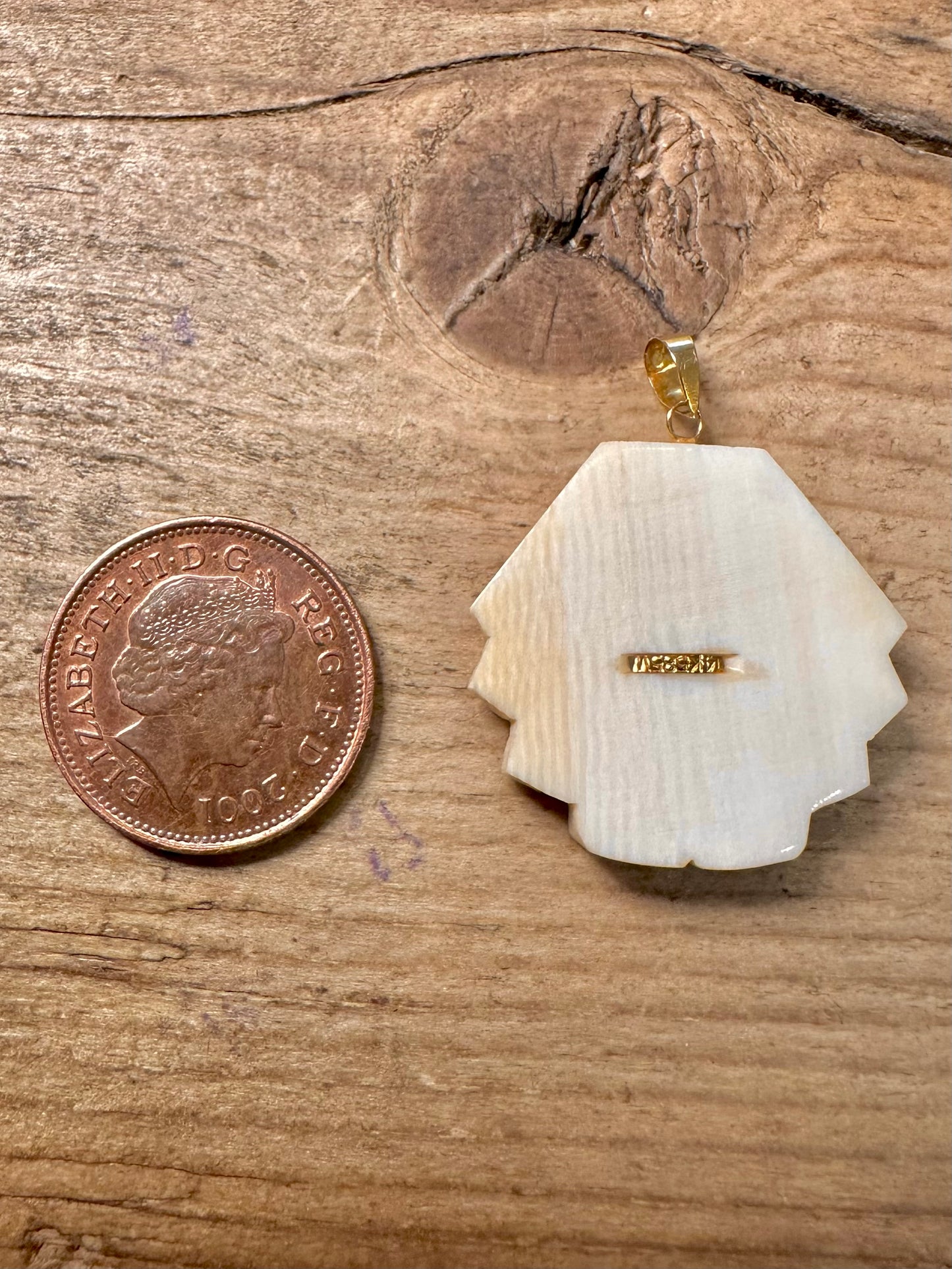 Vintage 14k Gold Bone/Resin Shell Pendant
