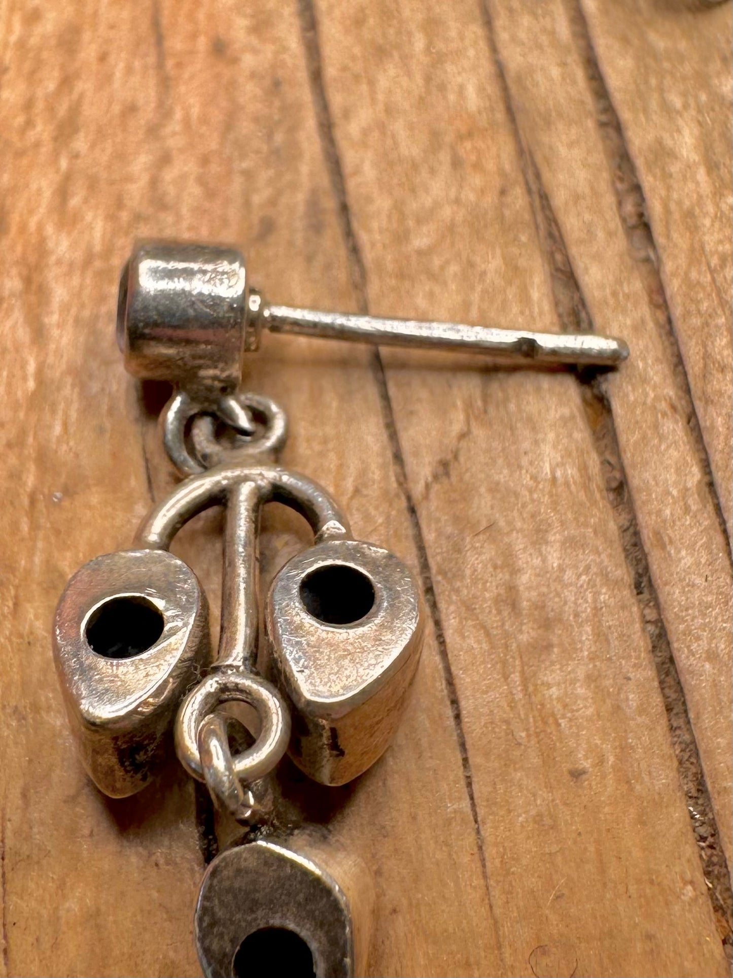 Vintage Dunkelblaue/Violette 925 Sterling Silber Ohrhänger