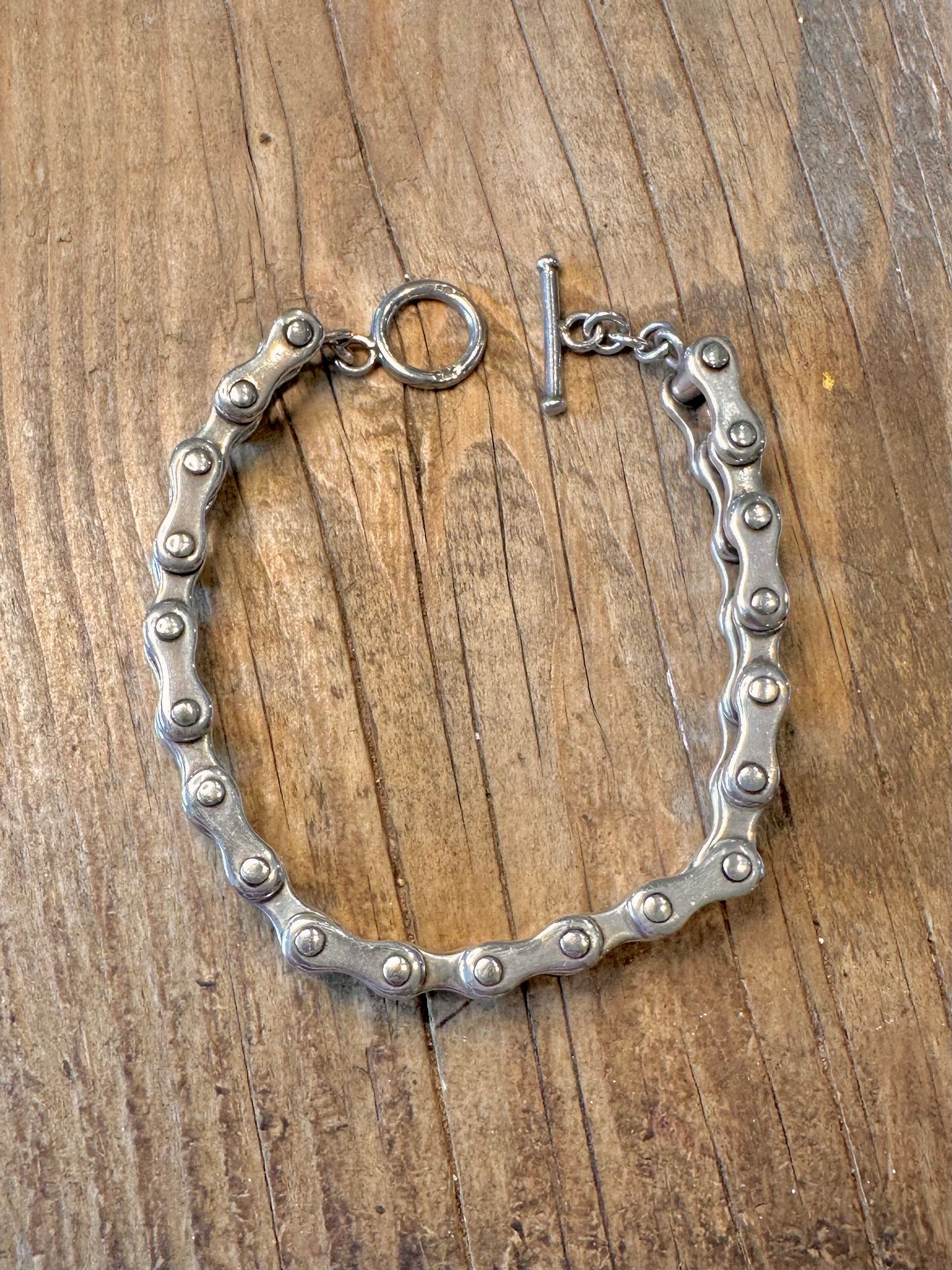 Motorcycle Chunky Chain T Bar 925 Sterling Silver 9 inch Bracelet