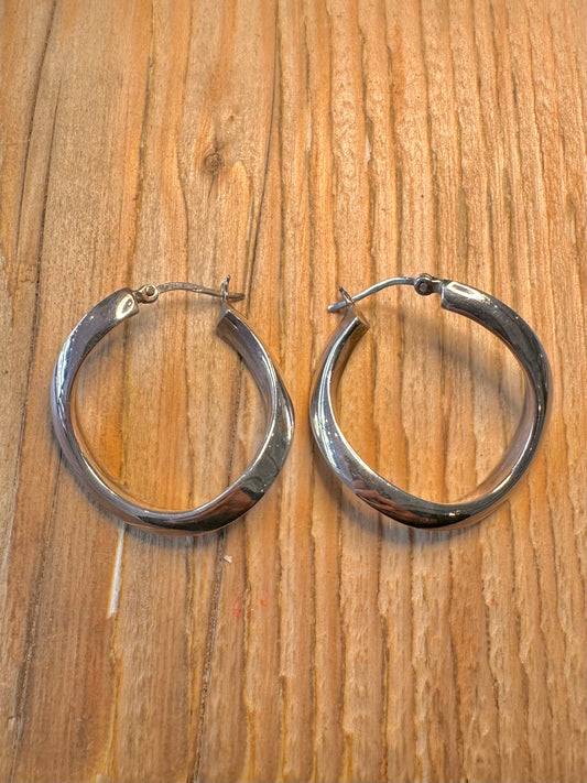 Modernist Twisted Chunky Hoops 925 Sterling Silver Earrings