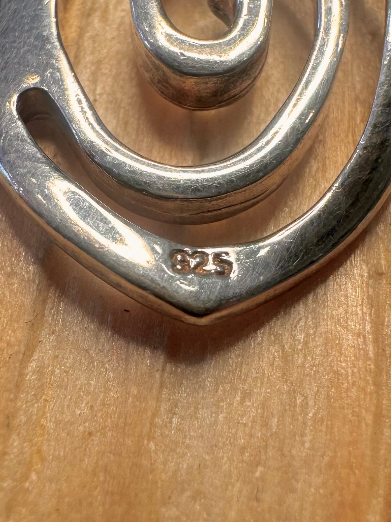 Modern Abstract Swirl 925 Silver Pendant