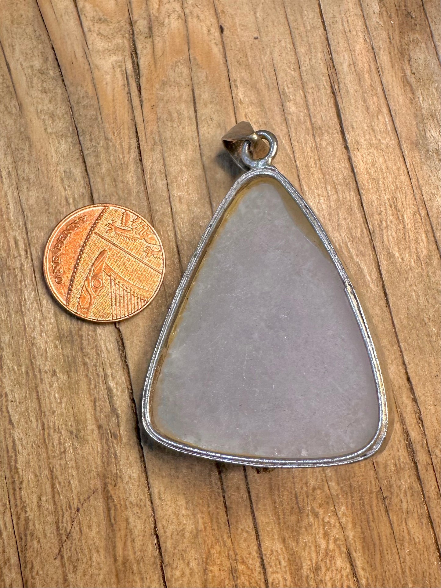 Vintage Druzy Triangle and Amethyst 925 Sterling Silver Pendant