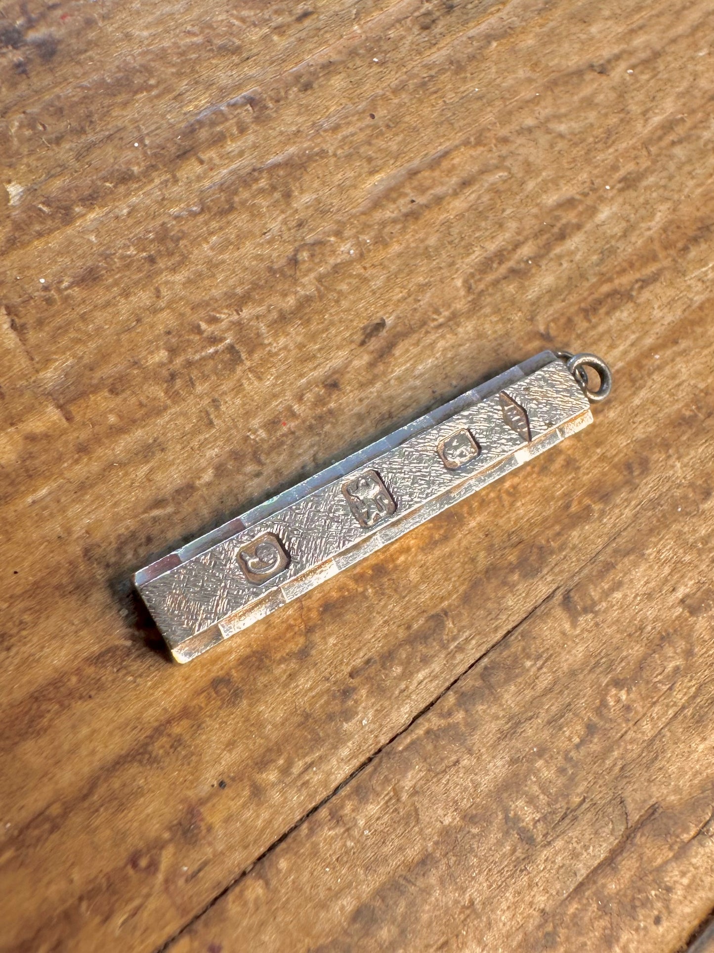 Ingot 1978 Textured 925 Sterling Silver Pendant