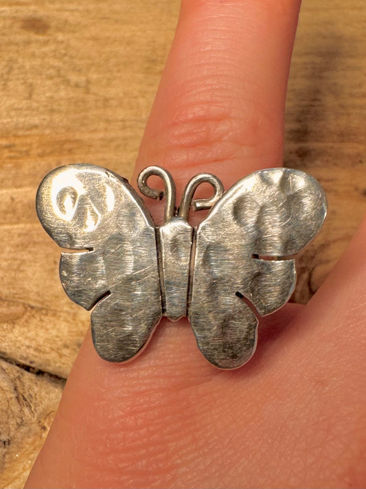 Abstract Chunky Butterfly 925 Silver Size P Ring
