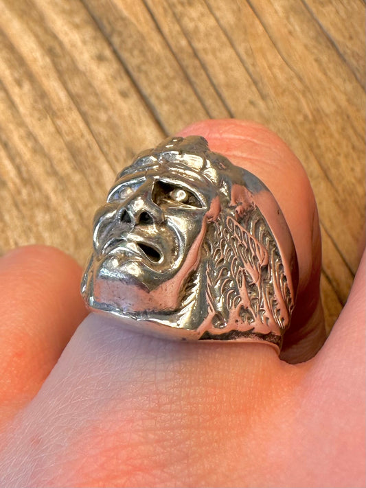 American Indian Head 925 Sterling Silver Size P Ring