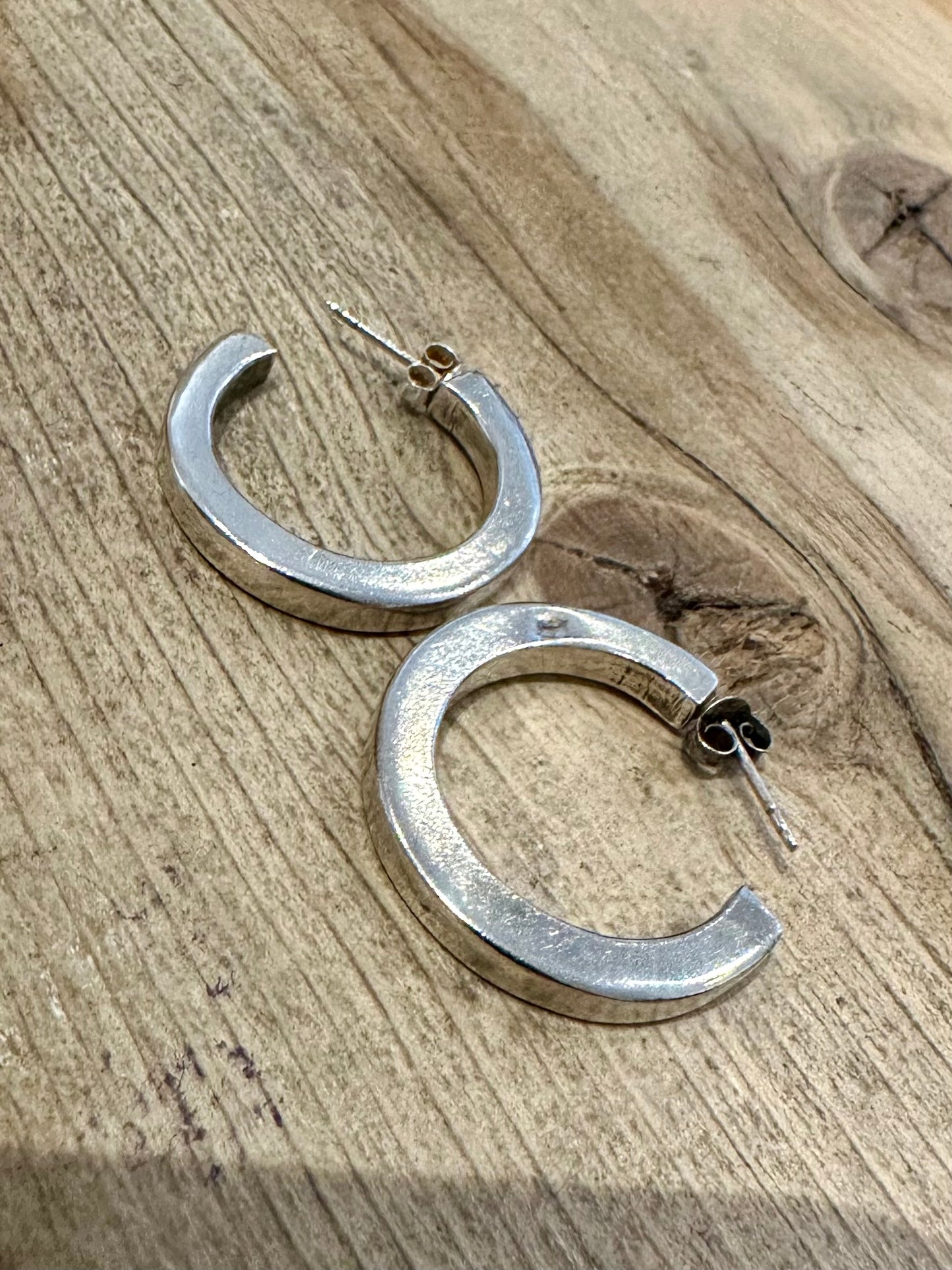 Modern Chunky Half Hoops 925 Silver Earrings