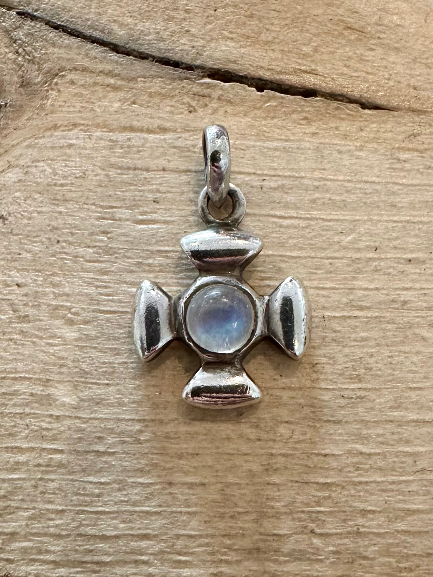 Vintage Moonstone Cross 925 Silver Pendant