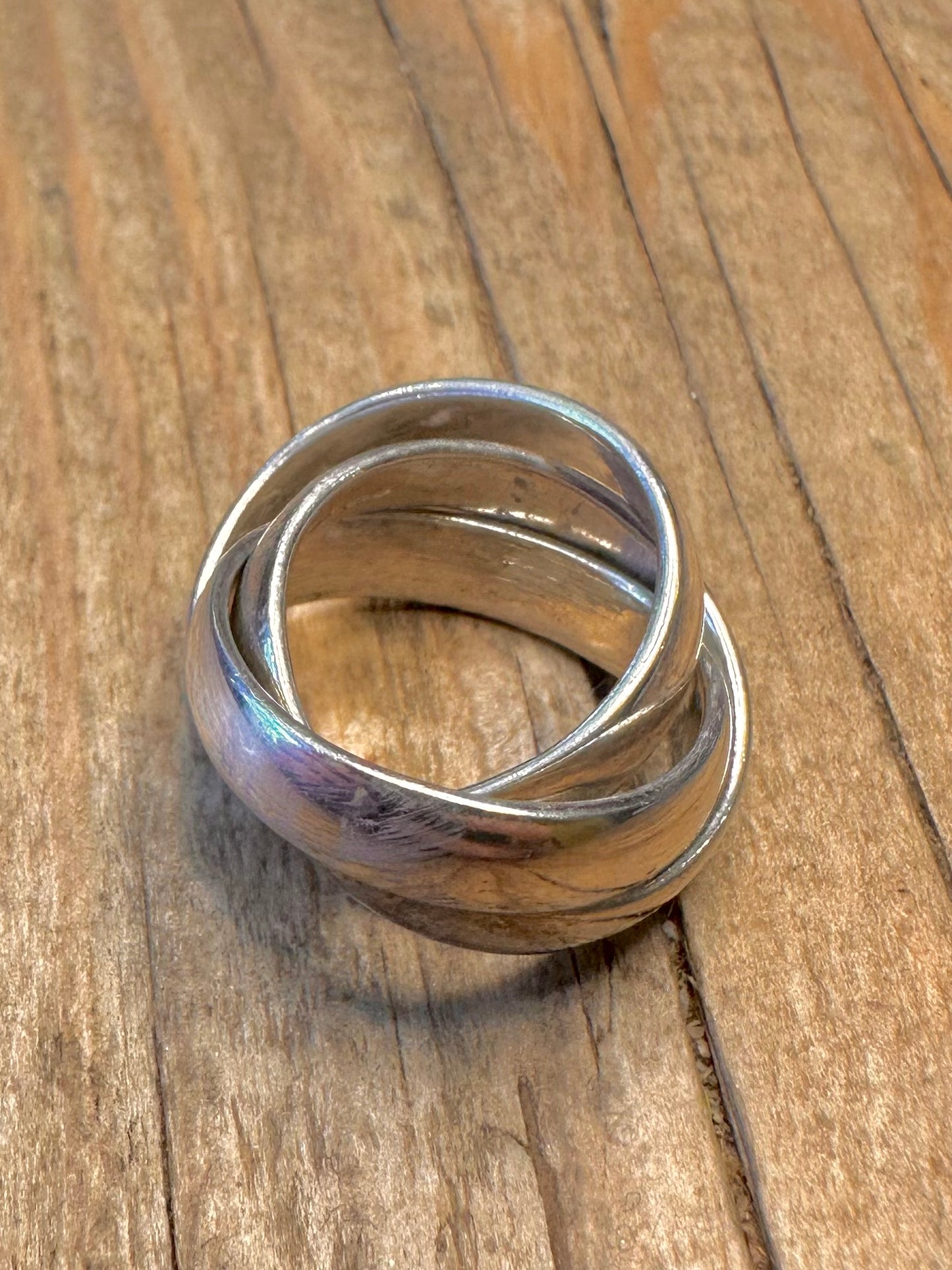 Moderner 2015er Dreifach-Band 925er Sterling Silber Ring Größe L
