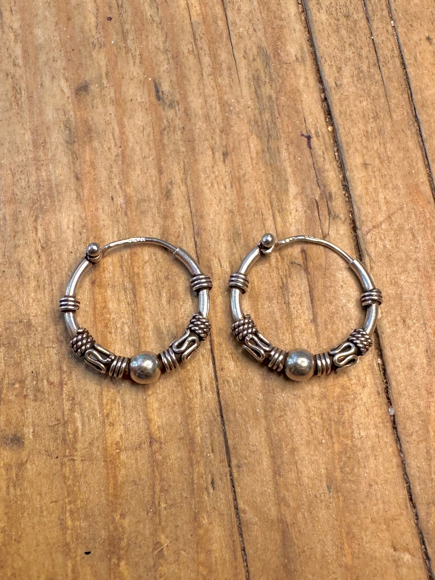 Bali Style Hoops 925 Sterling Silver Earrings