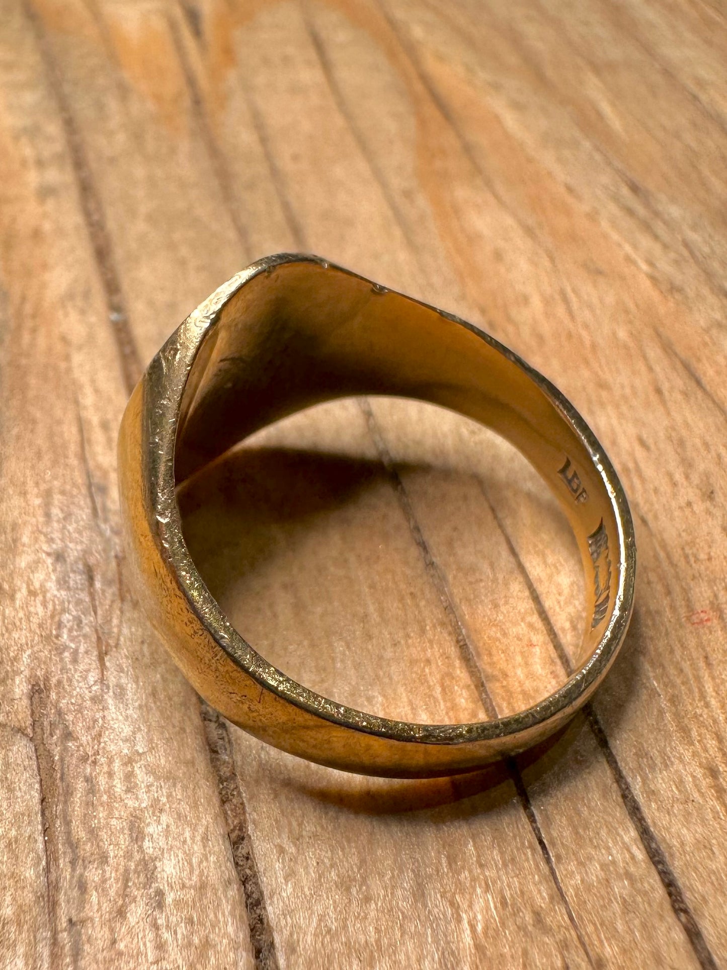 Vintage 1969 Textured Signet Gold on 925 Sterling Silver Size U Ring