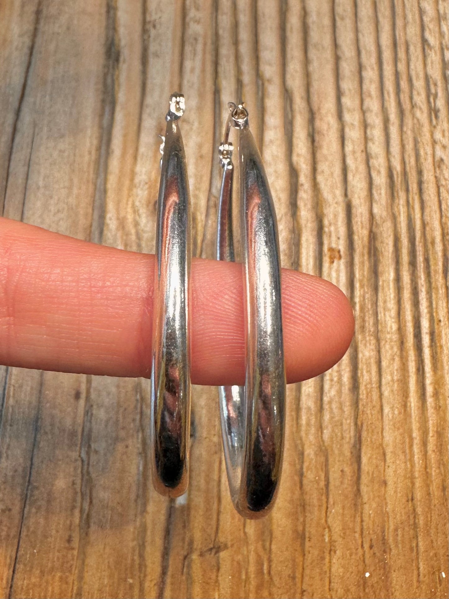 Chunky Teardrop Shaped Hoops 925 Sterling Silver Earrings