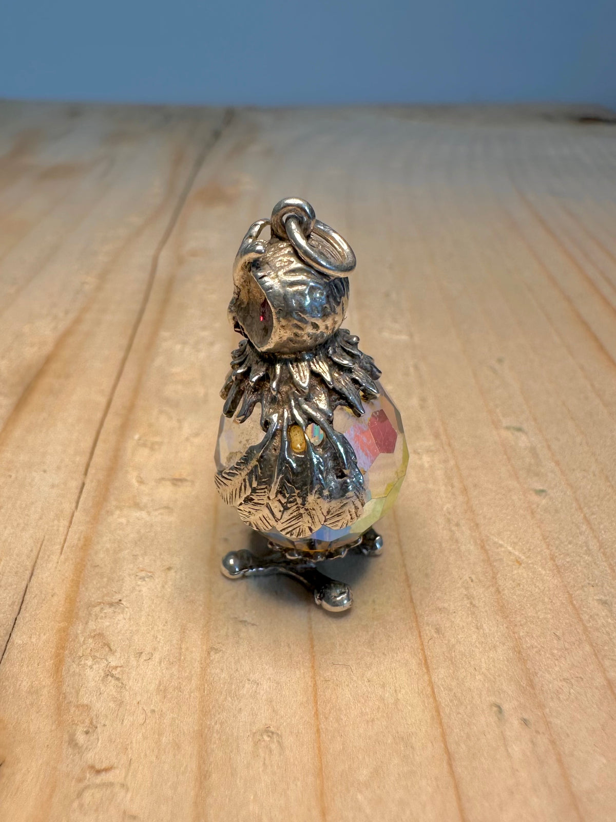 Large Owl Crystal 925 Sterling Silver Charm Pendant