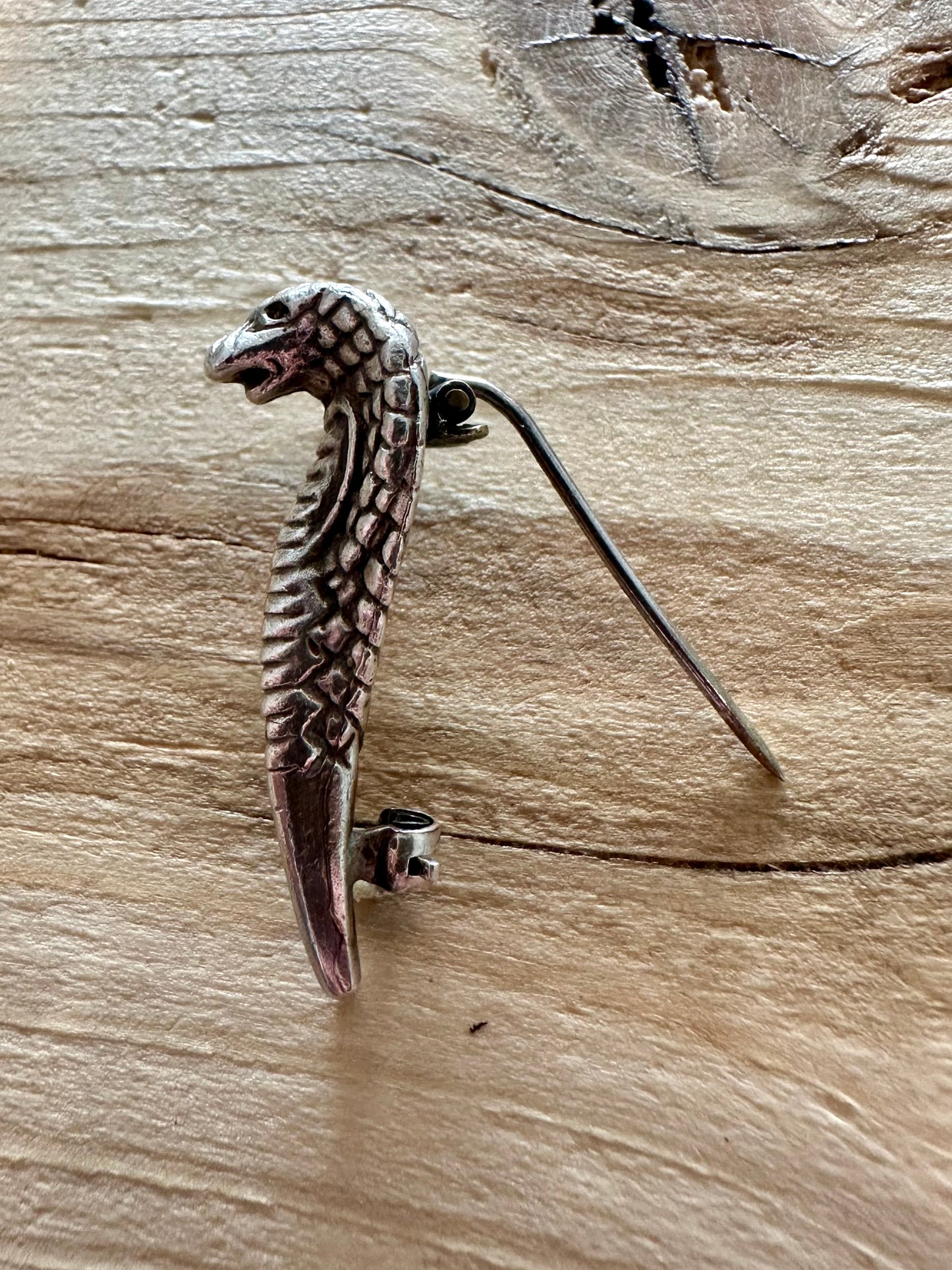 Vintage Cobra Snake 925 Silver Brooch