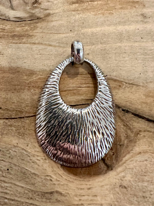 Abstract Bark Effect Oval 925 Silver Hallmarked Pendant