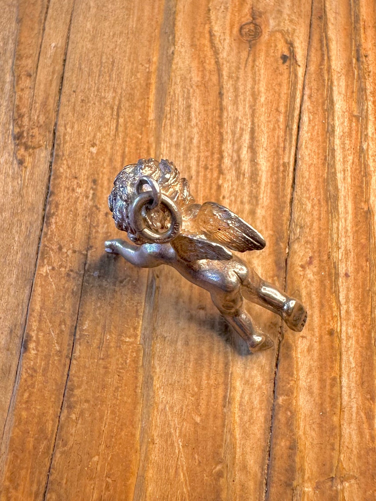 Large Cherub Art Deco Style 925 Sterling Silver Pendant
