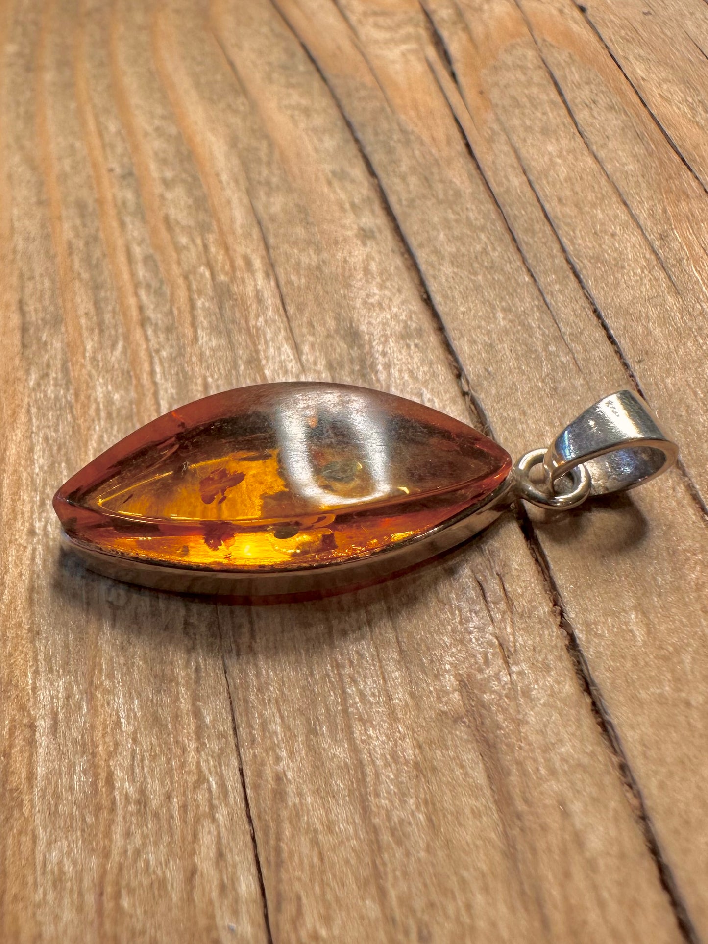 Vintage Amber 925 Sterling Silver Pendant