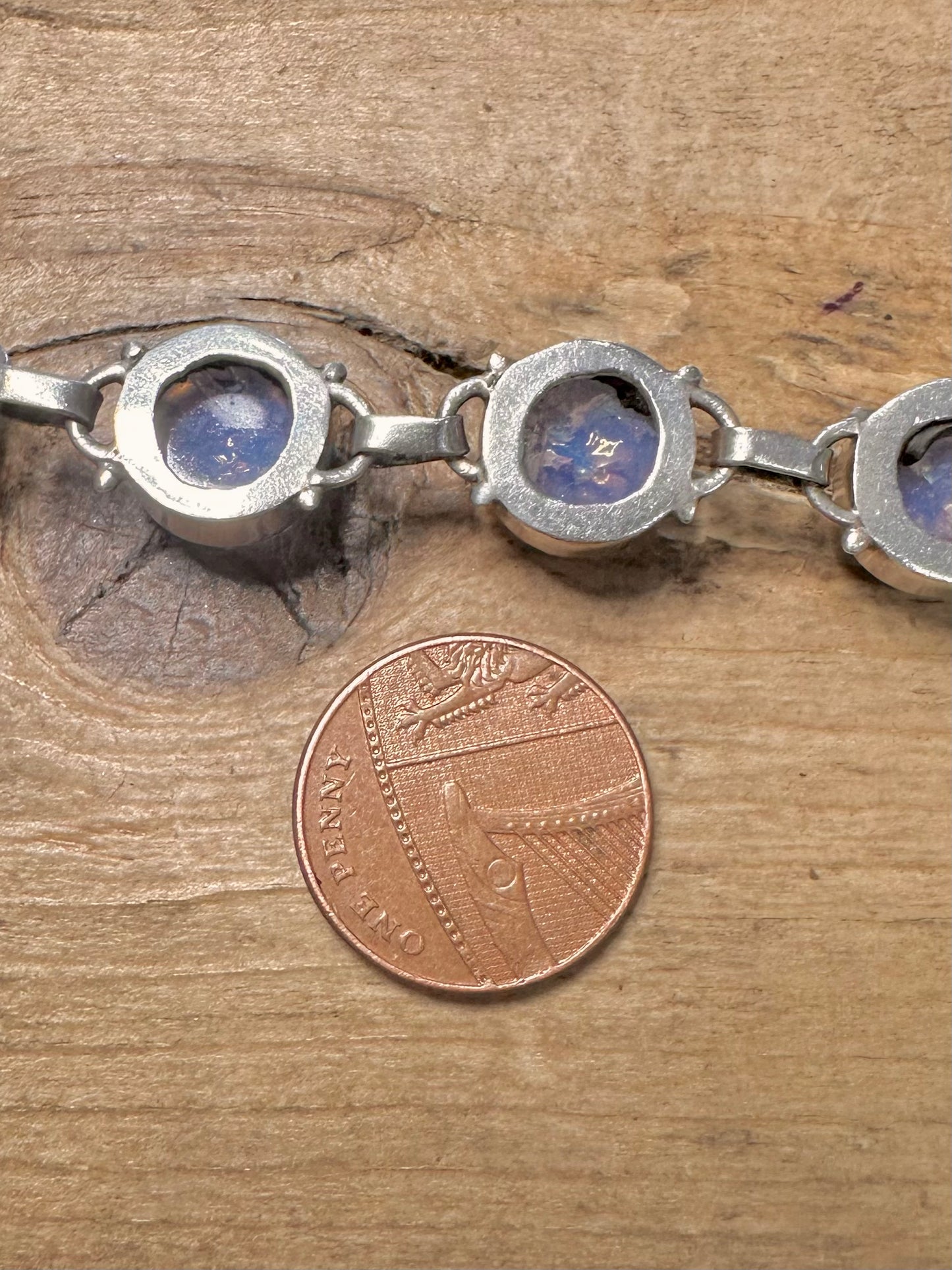 Vintage Blue Dumortierite 925 Silver 7 to 7.5 inch Bracelet