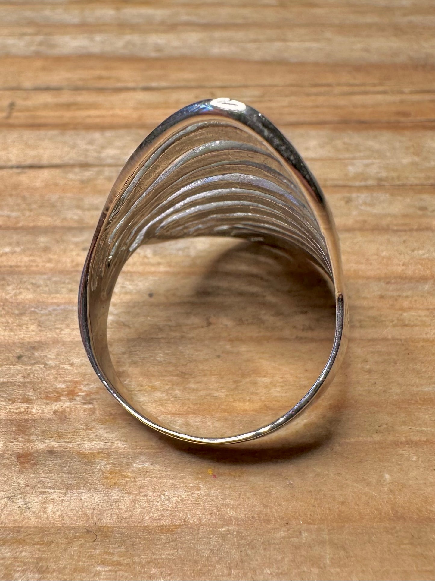 Abstract Wavy Layer 925 Sterling Silver Size R Ring