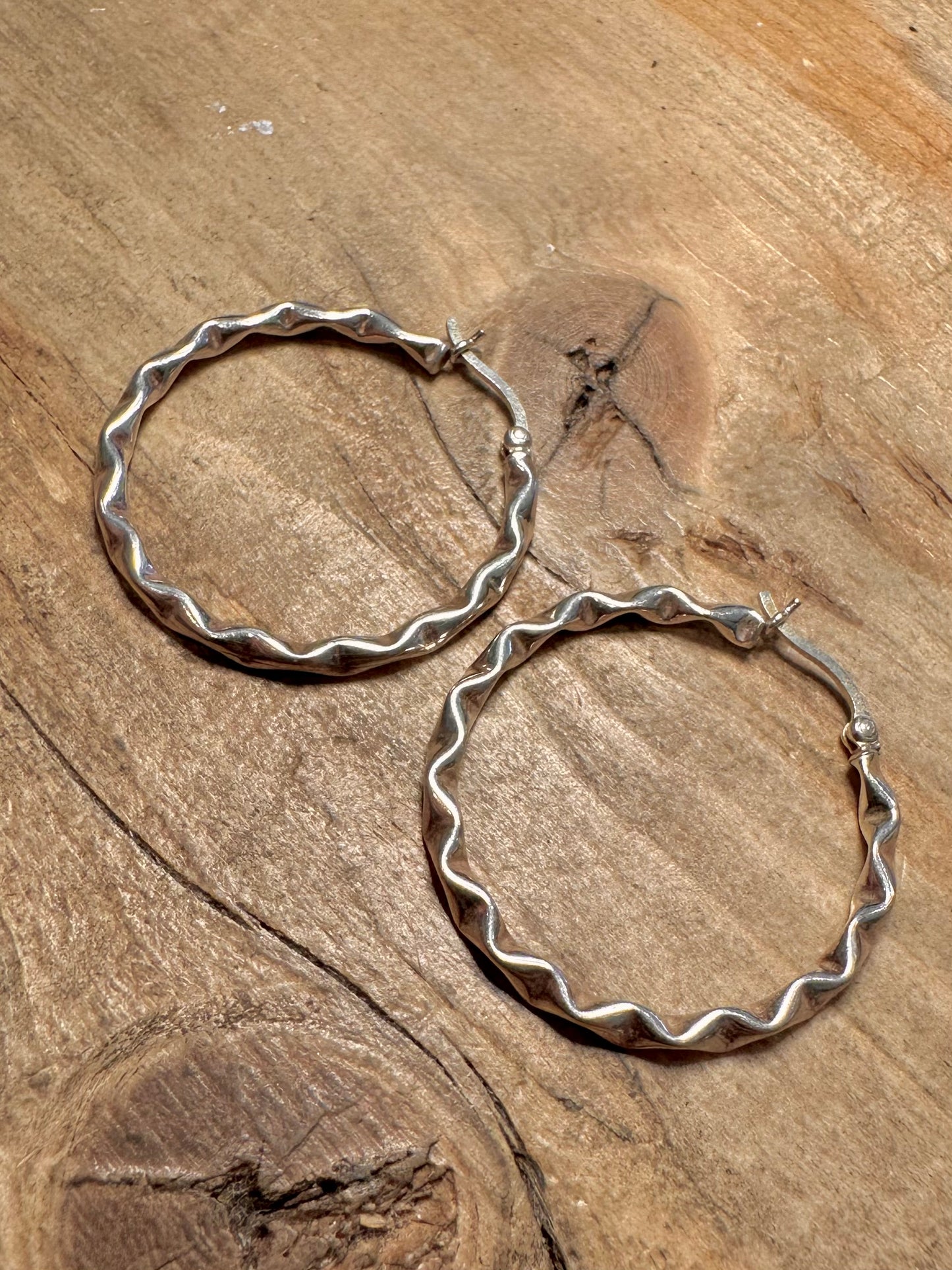 Vintage Twisted Hoops 925 Silver Earrings