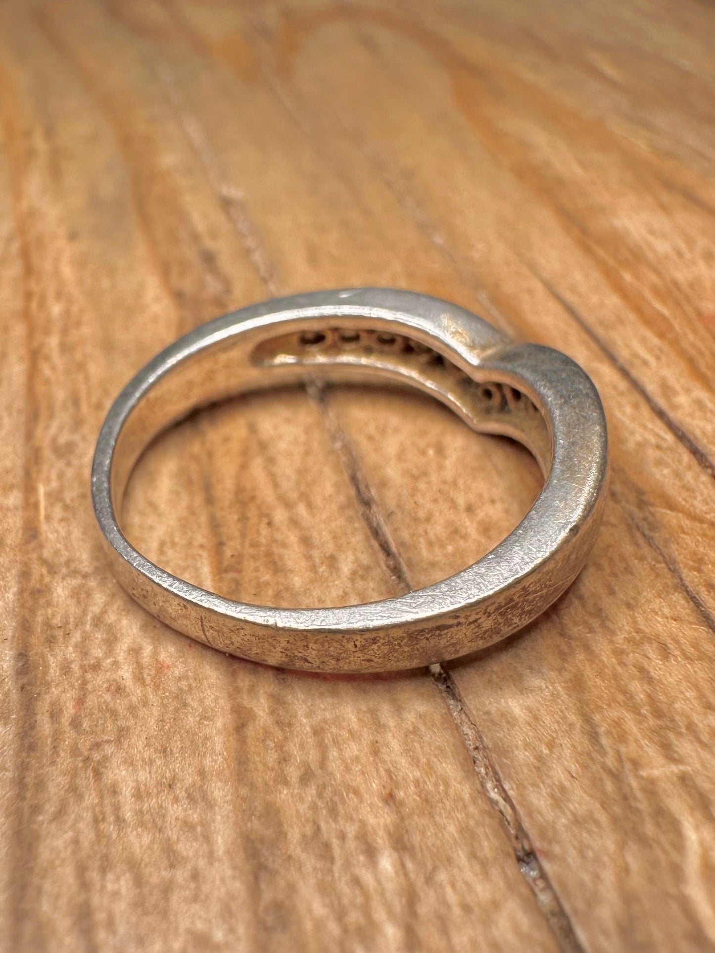 Vintage CZ White Wishbone 925 Sterling Silver Size P Ring