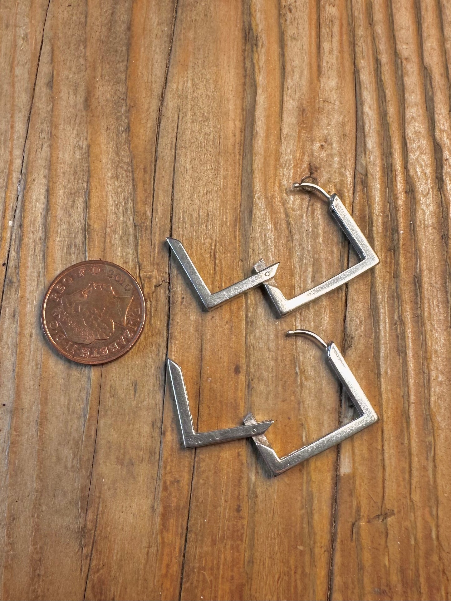 Square Modernist Hoops 925 Sterling Silver Earrings