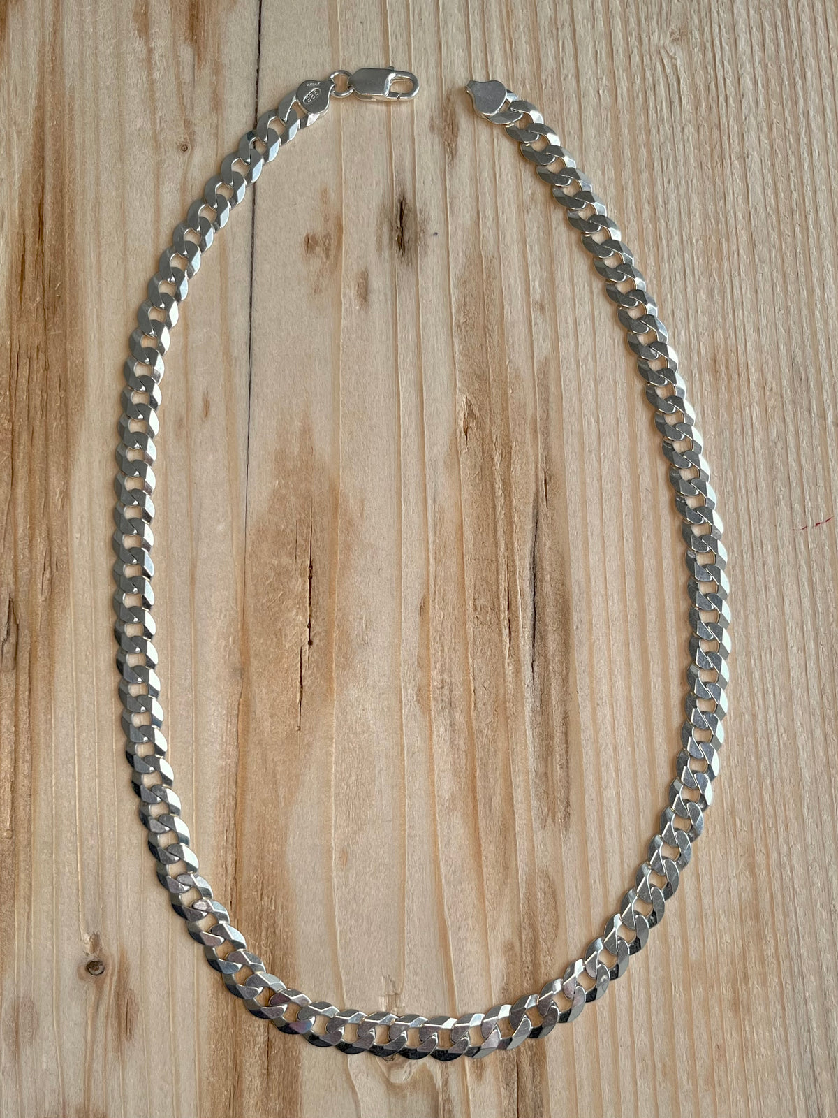 Flat Cuban Curb Link 925 Sterling Silver 20 Inch Necklace
