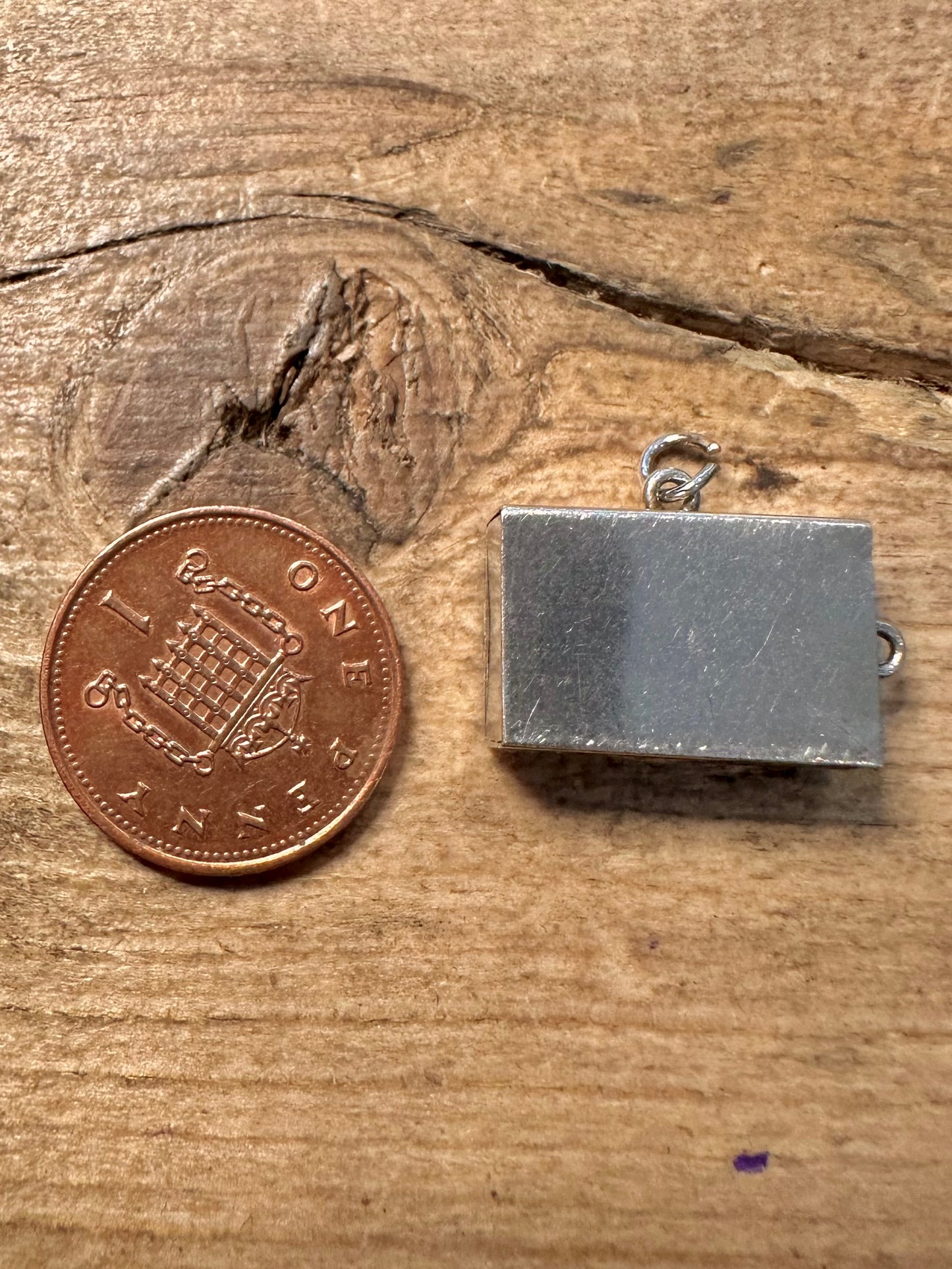 Vintage British Made Match Box with Match Silver Charm Pendant
