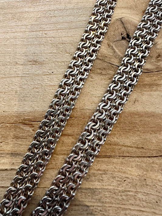 Vintage Unique Double Link Chain 925 Silver 15.5 to 17.5 inch Necklace