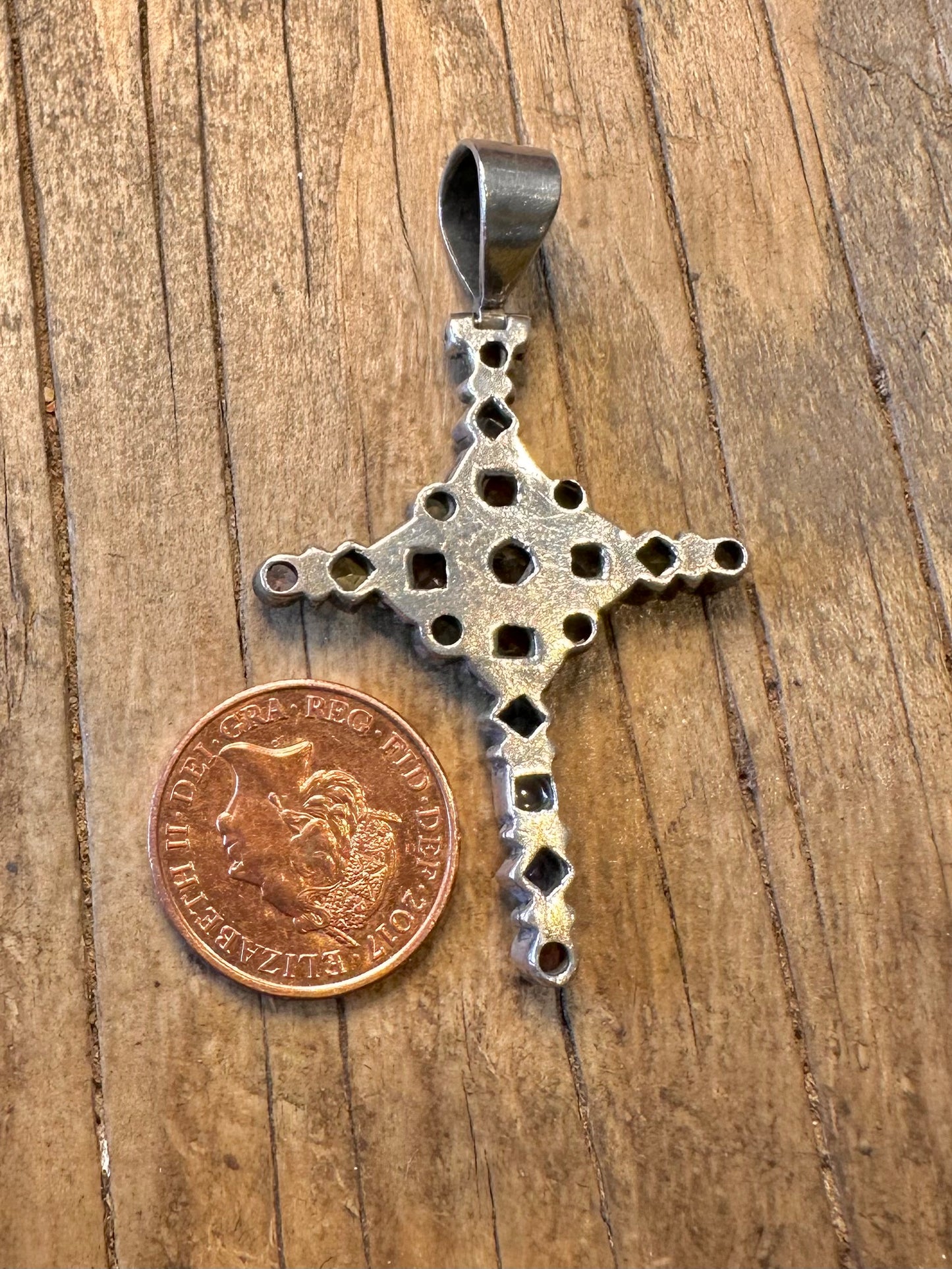 Multi Gemstone Cross 925 Sterling Silver Pendant