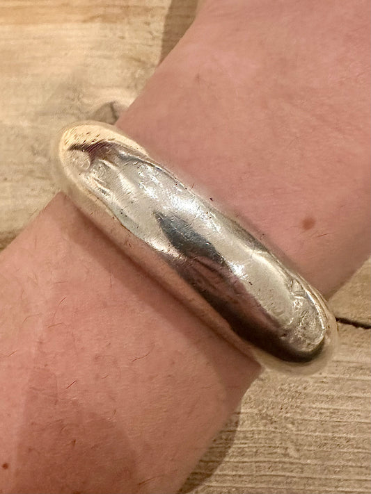 Vintage Chunky Abstract Mexico 925 Silver Bangle