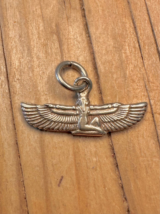 Vintage Egyptian Goddess Isis 925 Sterling Silver Pendant