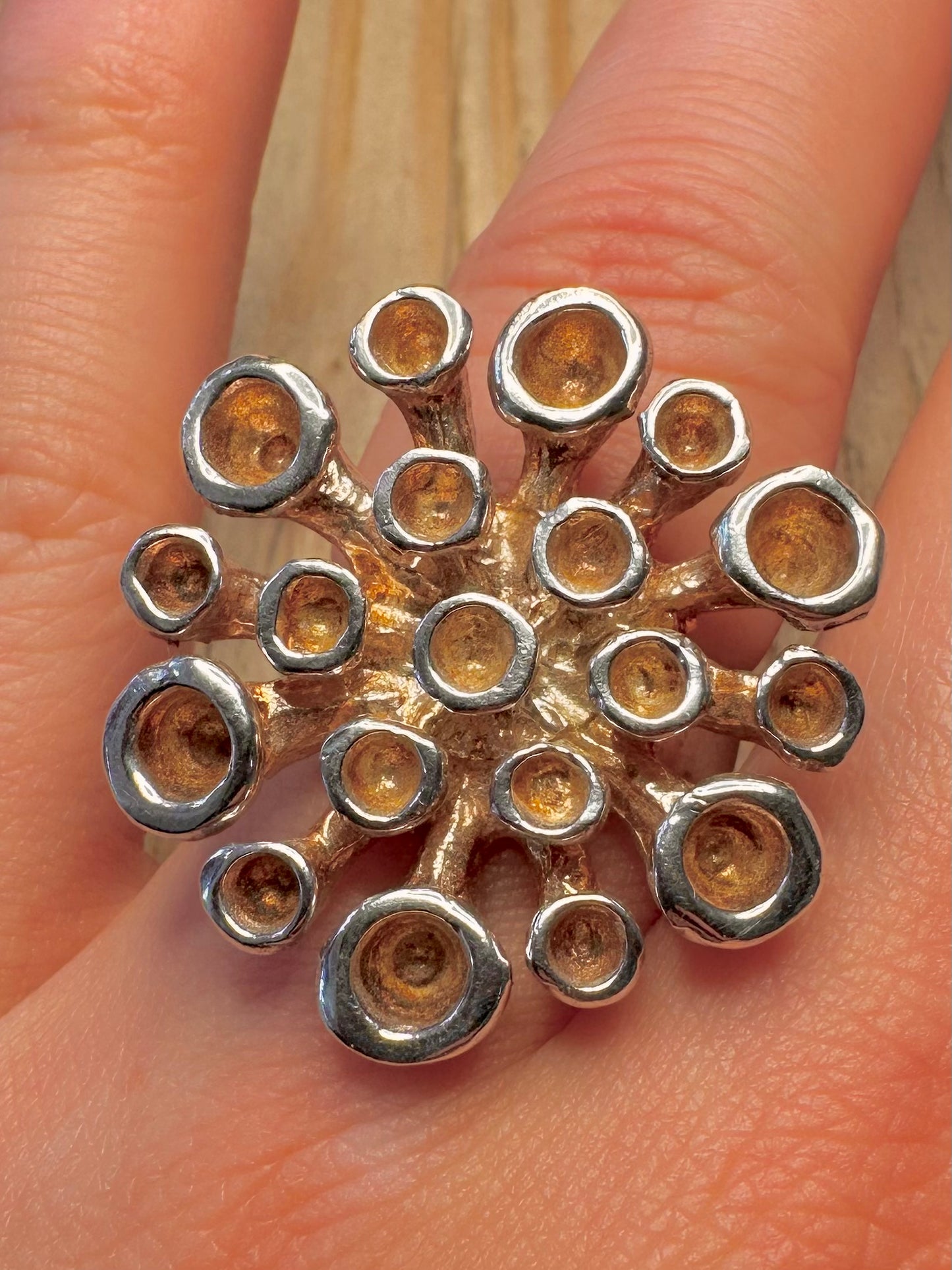 Abstract Modernist Circles 925 Sterling Silver Size O Ring