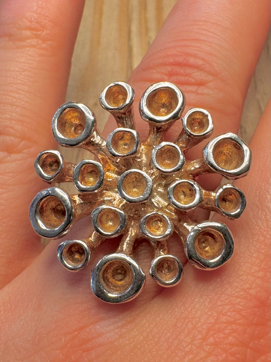Abstract Modernist Circles 925 Sterling Silver Size O Ring