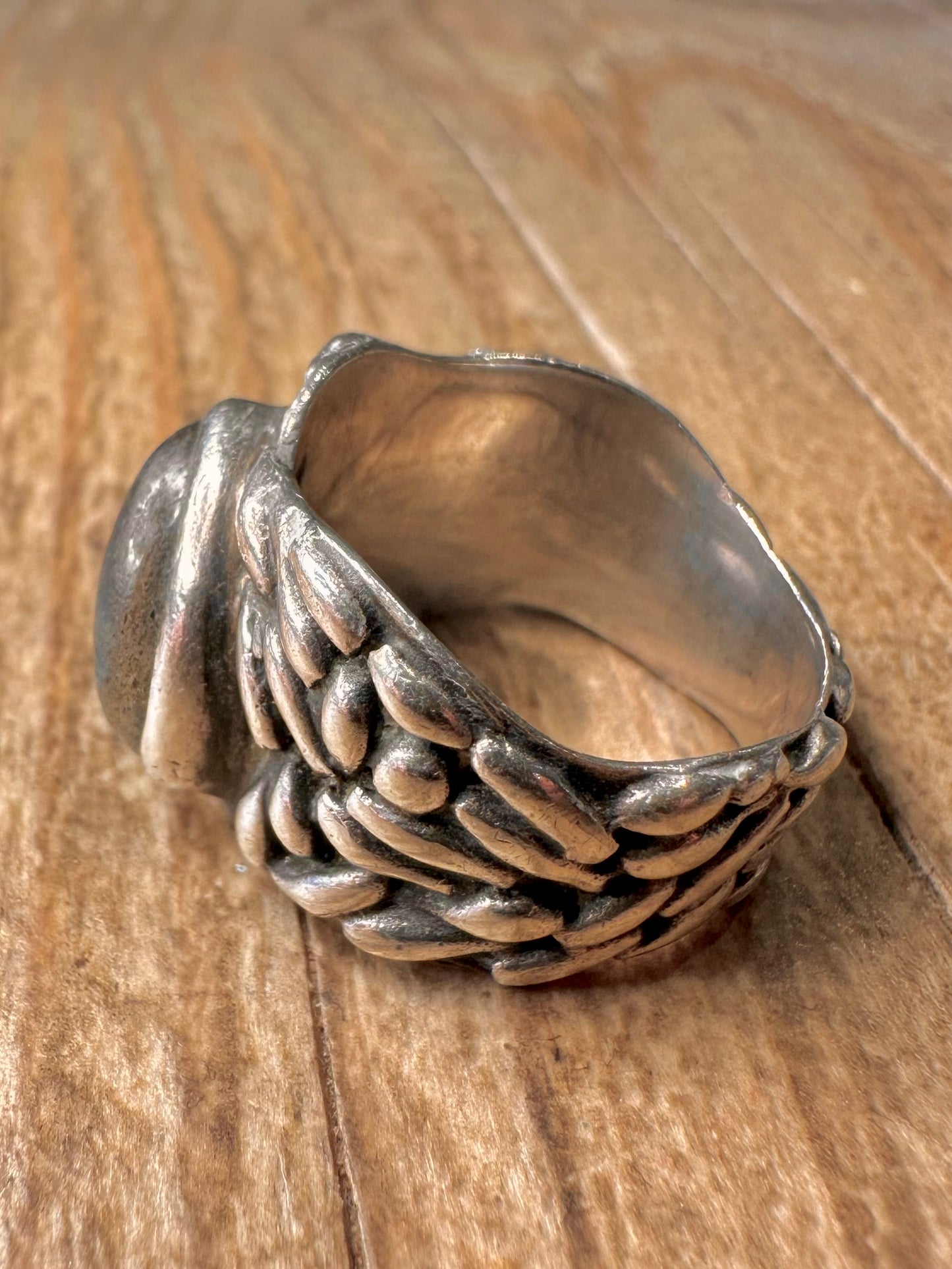 Abstract Labradorite and Amethyst 925 Sterling Silver Size N Ring