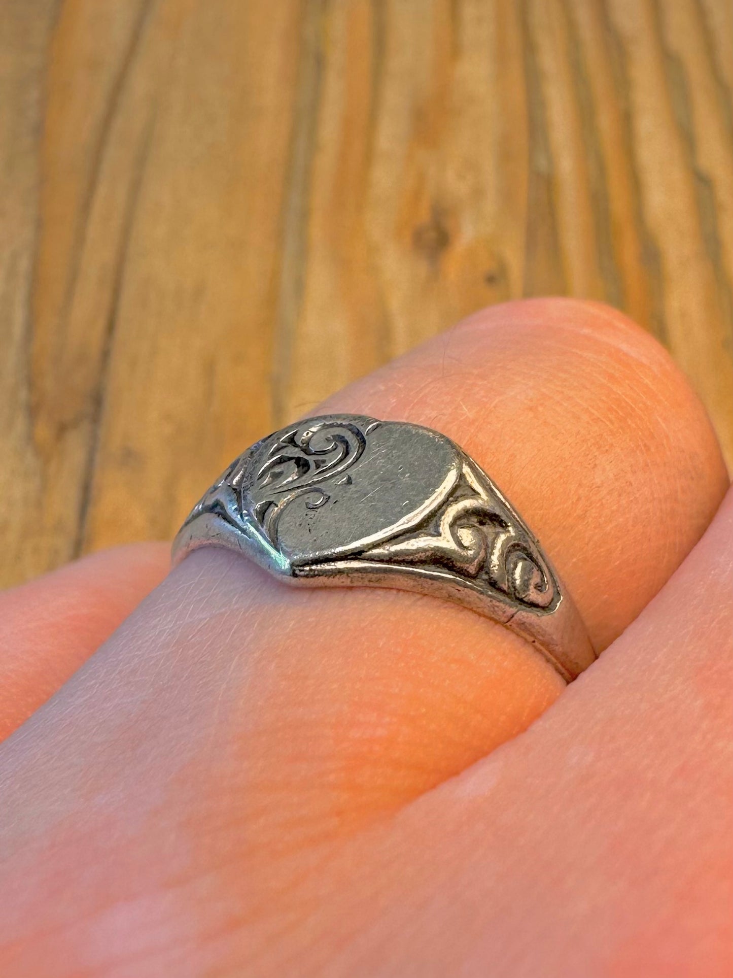 Heart Engraved 925 Sterling Silver Size P1/2 Ring