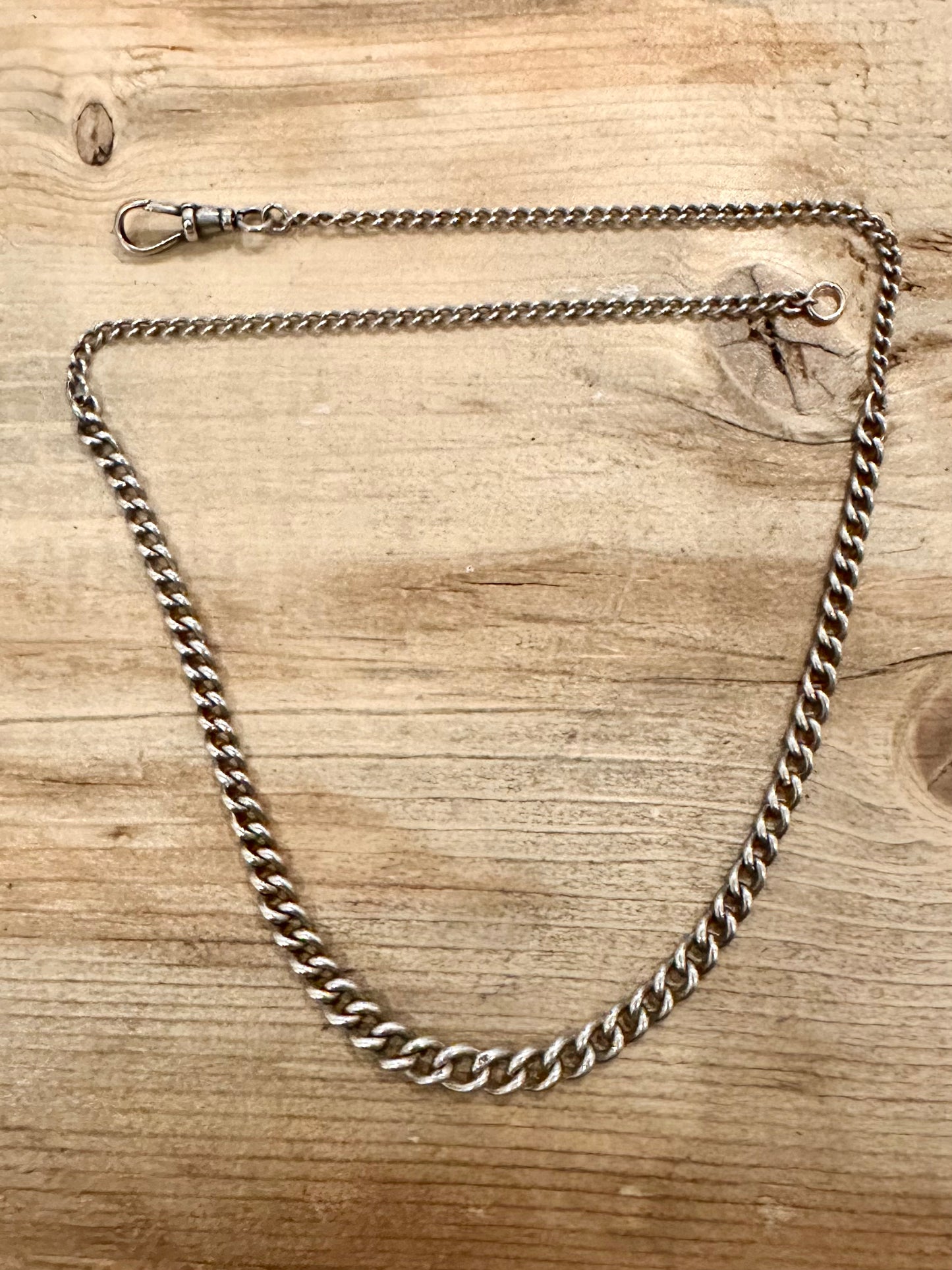 Vintage Graduated Albert Chain with Albert Clasp 925 Silver 19 inch Necklace