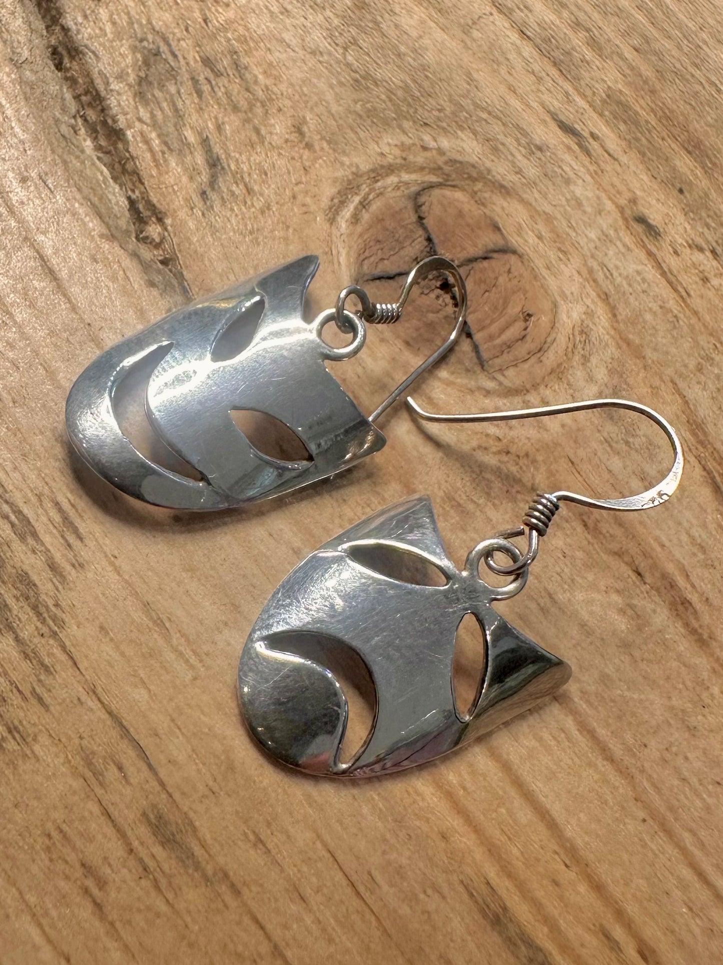 Vintage Theatre Faces 925 Silver Earrings