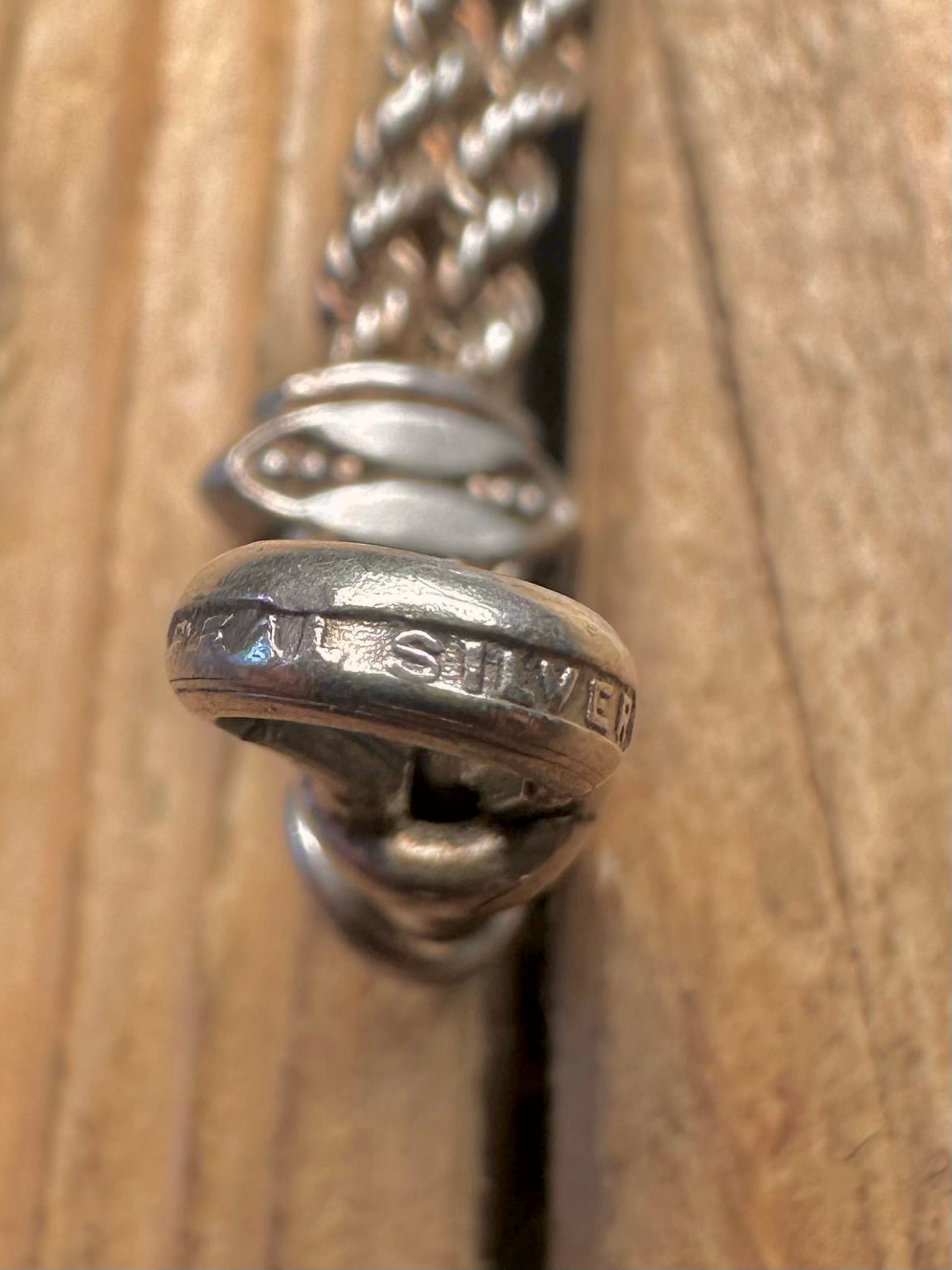 Antique Victorian Albertina Tassel T Bar 925 Sterling Silver 6.7 inch Bracelet