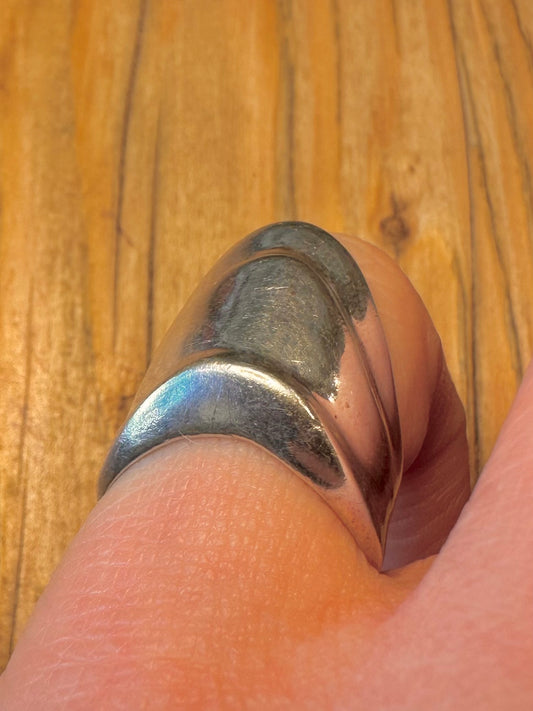 Vintage Abstract Wave Style 925 Sterling Silver Size L1/2 Ring