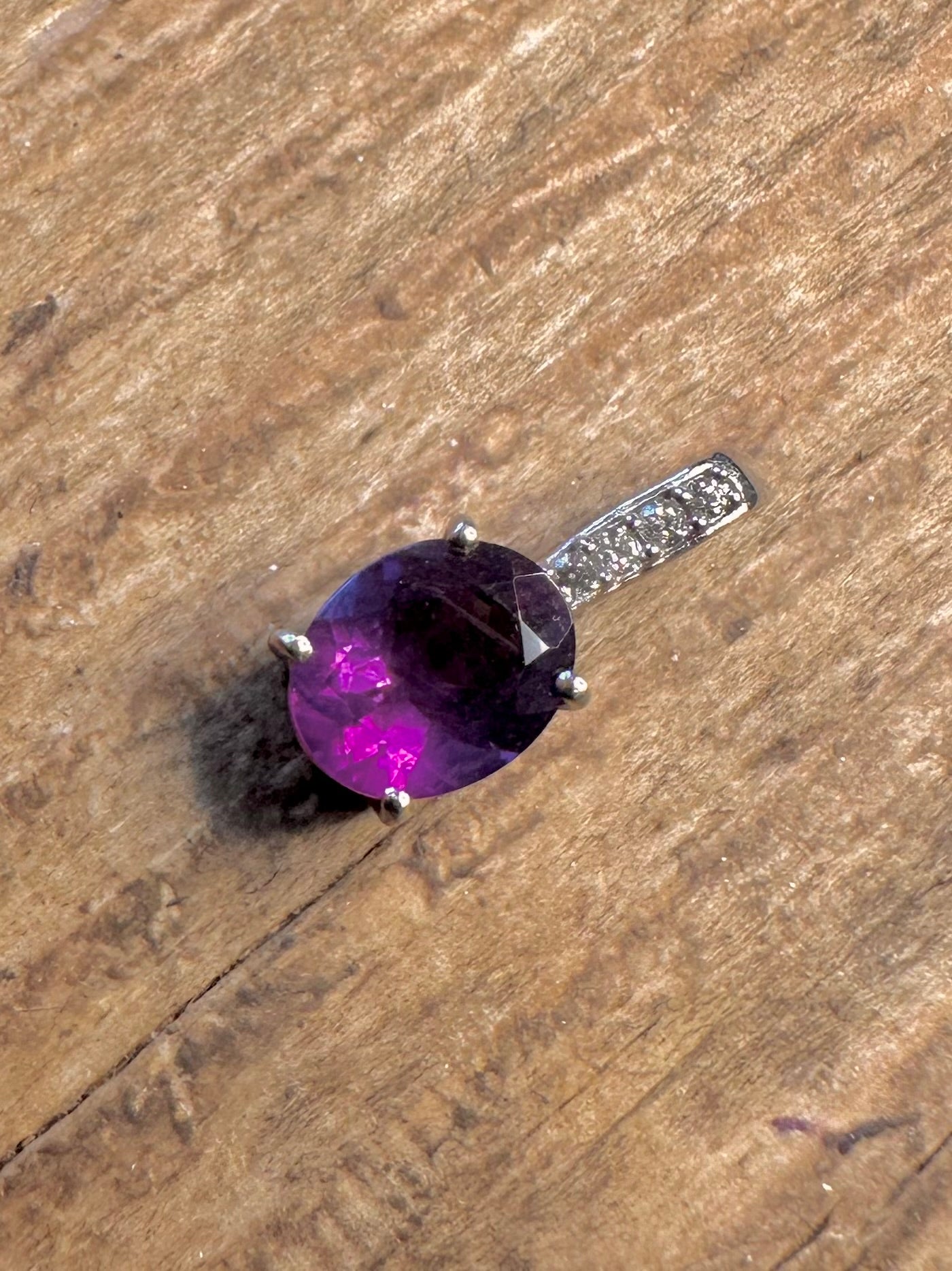 Amethyst and CZ 925 Sterling Silver Pendant
