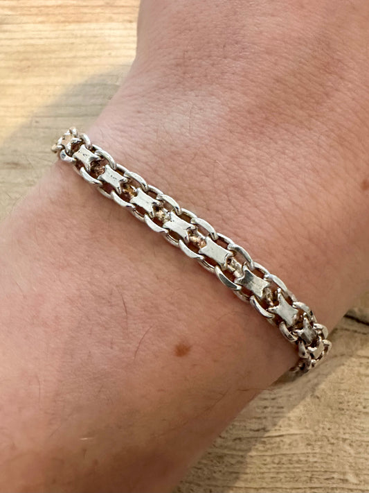 Vintage 1979 Unique Chain 925 Silver 7.2 inch Bracelet