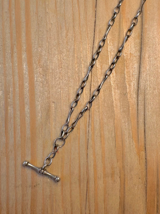 Vintage Unique Chain T Bar Maker CC 925 Sterling Silver 19 inch Necklace