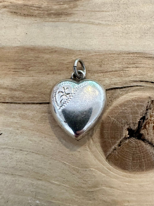 Vintage Heart Engraved 925 Silver Pendant